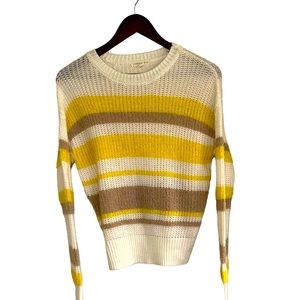 Copper key large, striped yellow, tan cream sweater women’s small